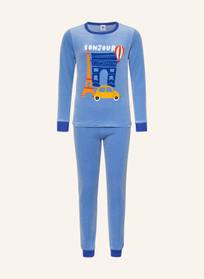 Petit Bateau Pyžamo Z Veluru tmavě modrá / oranžová / modrá