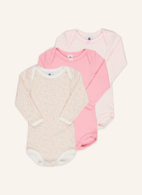Petit Bateau Balení 3 Ks Body růžová / starorůžová / bílá