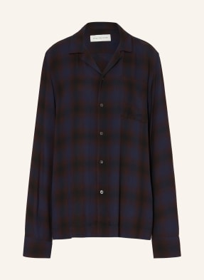 Dries Van Noten Letní Košile Carlty Comfort Fit tmavě modrá / tmavě hnědá