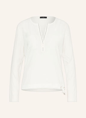 Monari Blusenshirt Im Materialmix Mit Schmucksteinen weiss