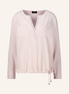 Monari Blusenshirt Im Materialmix Mit Schmucksteinen rosa