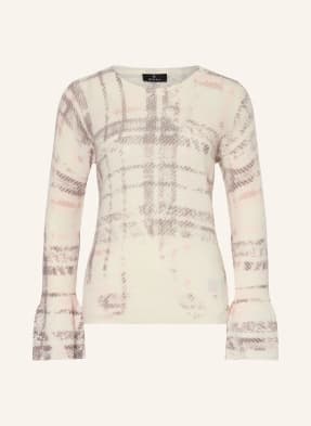 Monari Pullover Mit Rüschen Und Pailletten weiss