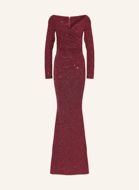 Talbot Runhof Večerní Šaty S Třpytivou Přízí A Flitry 344 cranberry