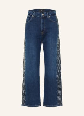 7 For All Mankind Straight Jeans Stovepipe Mit Nieten blau