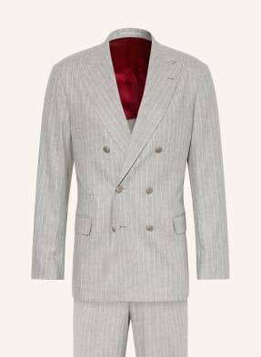 Brunello Cucinelli Oblek Slim Fit světle šedá / bílá