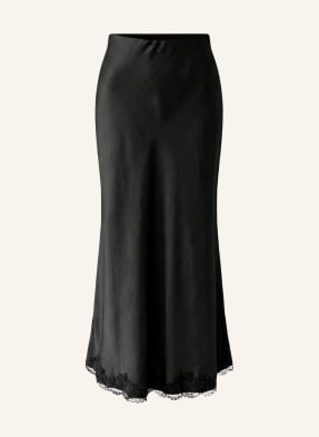 Oui Satinrock Mit Spitze schwarz