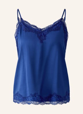 Oui Satintop Mit Spitze blau