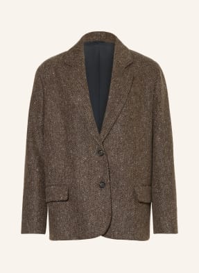 Brunello Cucinelli Blejzr S Lesklou Přízí A Flitry tmavě hnědá / černá