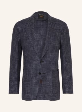 Zegna Sako Lago Extra Slim Fit S Kašmírem tmavě modrá / šedá / bílá