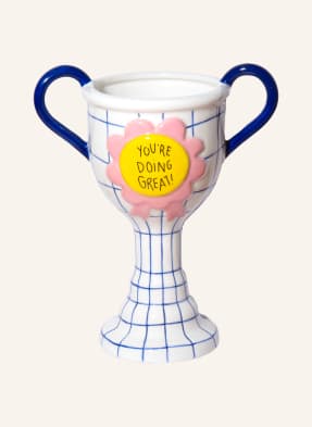 Doiy Váza Trophy Medium bílá / žlutá / tmavě modrá