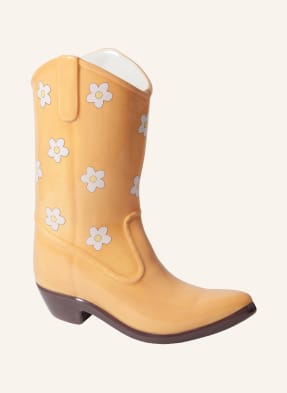 Doiy Váza Rodeo Cowboy Boot tmavě žlutá / hnědá / bílá