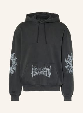 Allsaints Mikina S Kapucí Helvette černá / světle šedá