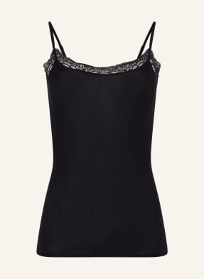 Hanro Top Woolen Lace S Merino Vlnou A Hedvábím černá