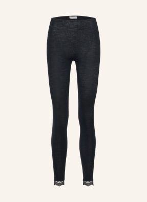 Hanro Pohodlné Domácí Legíny Woolen Lace S Hedvábím černá
