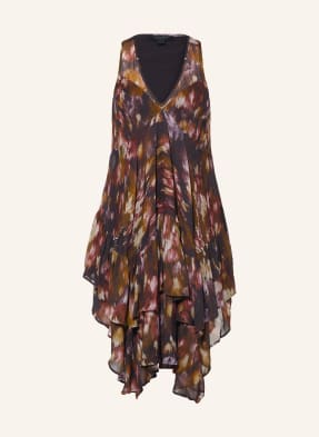Allsaints Šaty Gretel černá / tmavě červená / khaki