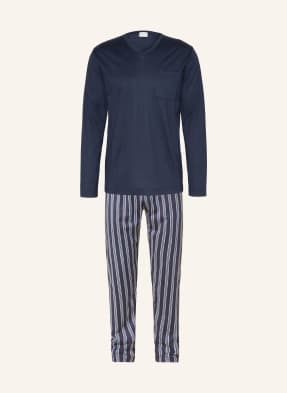 Mey Série Pyžamo Seriously Stripes tmavě modrá / červená / bílá