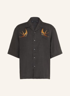 Allsaints Letní Košile Oversized Fit Z Lnu černá