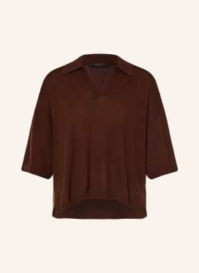 Allsaints Úpletové Tričko Bern Z Kombinace Materiálů hnědá