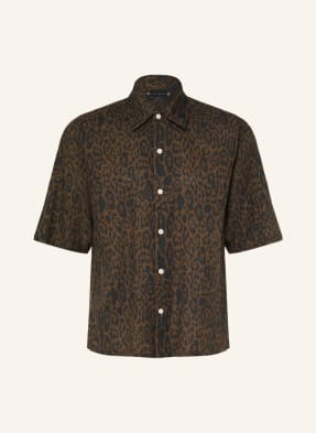 Allsaints Kurzarm-Hemd Leopardo Oversized Fit braun