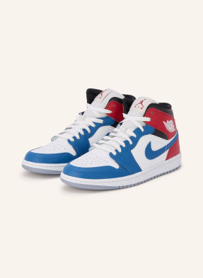 Jordan Kotníkové Tenisky Air Jordan 1 Mid bílá / tmavě červená / modrá