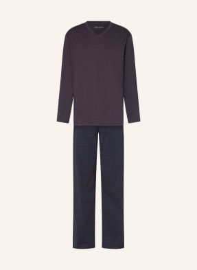 Schiesser Pyžamo Comfort Essentials tmavě fialová / tmavě modrá