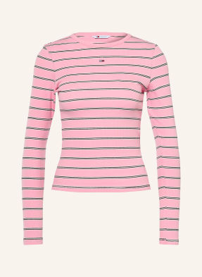 Tommy Jeans Tričko S Dlouhým Rukávem růžová / bílá / černá