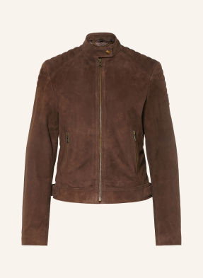 Belstaff Kožená Bunda Mollison tmavě hnědá