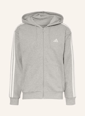 Adidas Mikina Essentials 3 Pruhy šedá / bílá