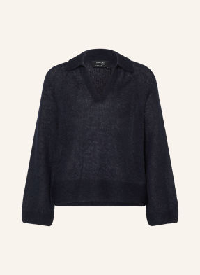 Marc Cain Pletené Polo Tričko S Alpakou A Mohérem 394 navy
