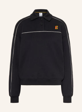 Nike Mikina S Límečkem Court Collection černá / bílá