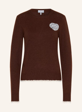 Ganni Pullover Mit Spitze braun