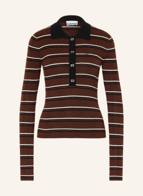 Ganni Strick-Poloshirt braun