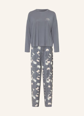 Schiesser Pyžamo Casual Fashion černošedá / krémová / mátová