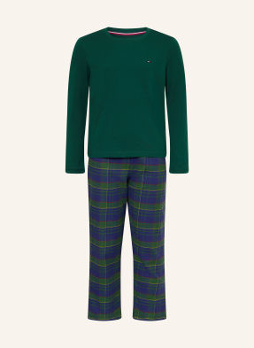 Tommy Hilfiger Pyžamo tmavě zelená / tmavě modrá