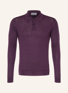John Smedley Pletená Polokošile Hodson Z Merino Vlny tmavě fialová