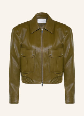 The Frankie Shop Bluzon Val V Koženém Vzhledu khaki