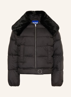 Hugo Steppjacke Fleuv Mit Abnehmbarem Kunstfell-Kragen schwarz