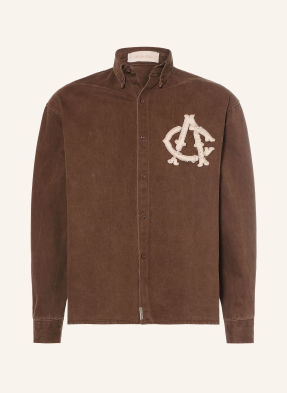 Another Cotton Lab Džínová Košile Slim Fit tmavě hnědá