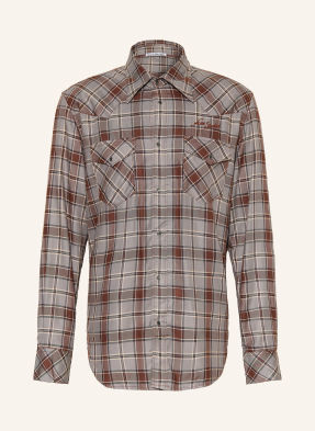 Acne Studios Košile Comfort Fit černošedá / tmavě hnědá / tmavě modrá