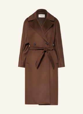 Weekend Max Mara Vlněný Kabát Resina tmavě hnědá