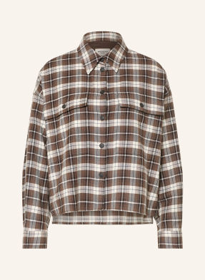 Weekend Max Mara Flanelová Košilová Halenka Berlina hnědá / tmavě hnědá / bílá