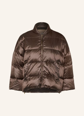 Max Mara The Cube Péřová Bunda Meringa S 3/4 Rukávy tmavě hnědá