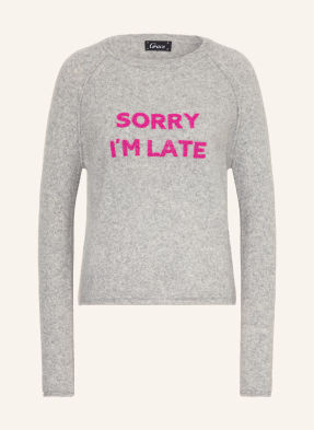 Grace Svetr Sorry I'm Late S Ozdobnými Korálky šedá / růžová