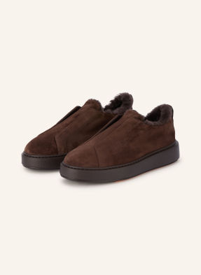 Santoni Nazouvací Tenisky Victory tmavě hnědá