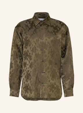 Dries Van Noten Žakárová Košile Comfort Fit khaki / olivová