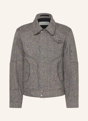 Dries Van Noten Tweedová Bluzonová Bunda černá / modrá / bílá