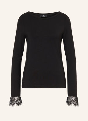Monari Longsleeve Mit Spitze schwarz