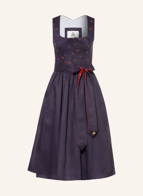 Alpenherz Lněné Dirndl Nathalie tmavě modrá / fialová / oranžová