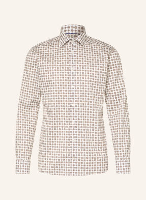 Eton Košile Slim Fit bílá / tmavě hnědá