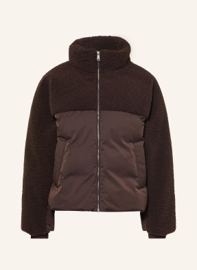 Opus Kunstpelz-Jacke Hazy Im Materialmix braun